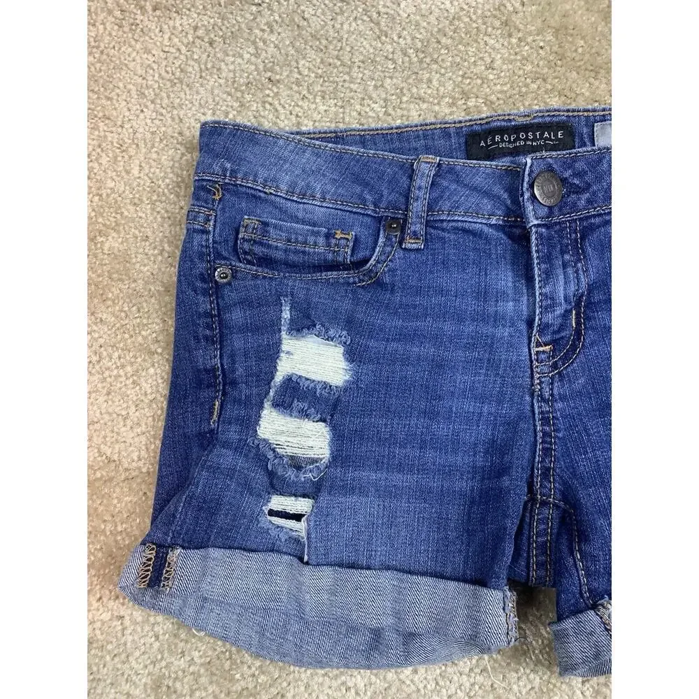 Aeropostale Women’s Midi Shorts Size 0 Distressed Cuffed Low Rise #567